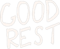 Good Rest logo, black with white hand lettering.